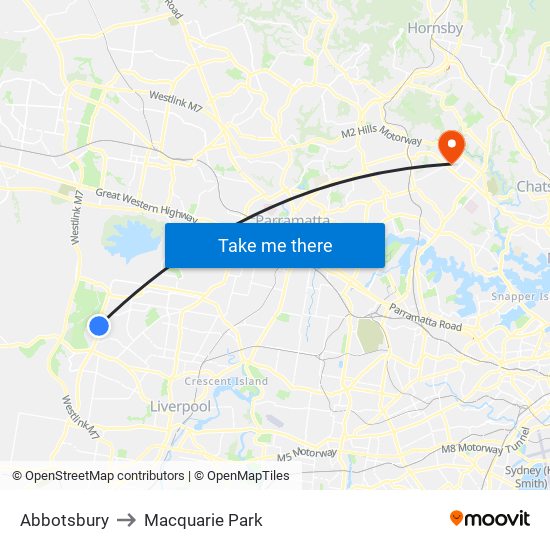 Abbotsbury to Macquarie Park map