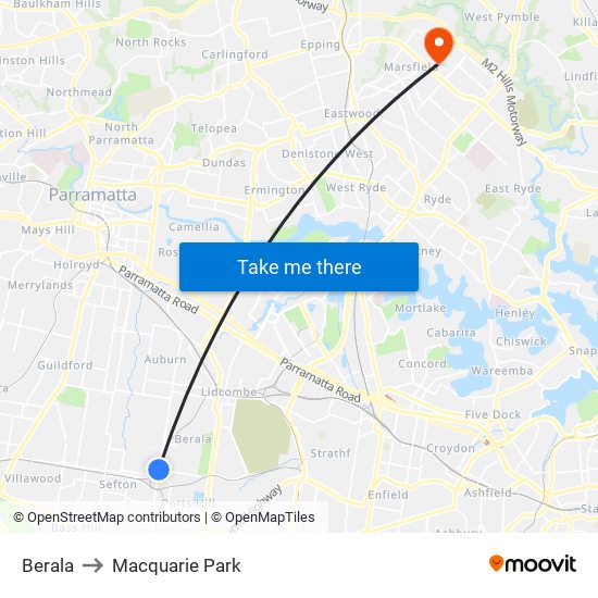 Berala to Macquarie Park map