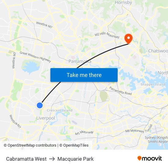 Cabramatta West to Macquarie Park map