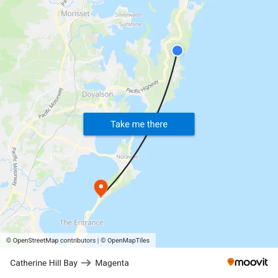 Catherine Hill Bay to Magenta map