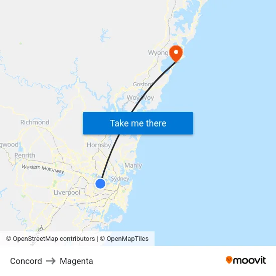 Concord to Magenta map