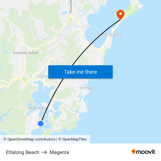 Ettalong Beach to Magenta map