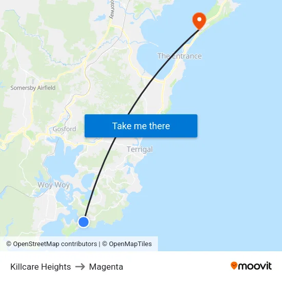Killcare Heights to Magenta map