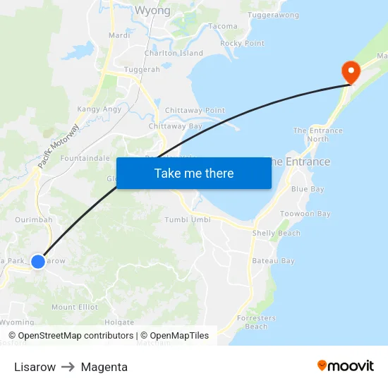 Lisarow to Magenta map