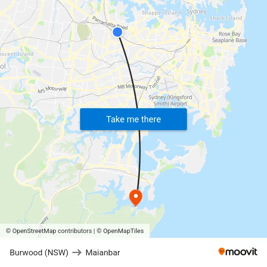Burwood (NSW) to Maianbar map