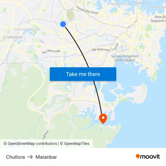 Chullora to Maianbar map