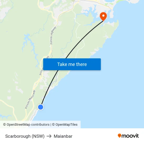 Scarborough (NSW) to Maianbar map