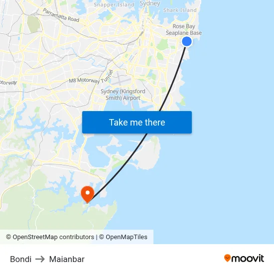 Bondi to Maianbar map