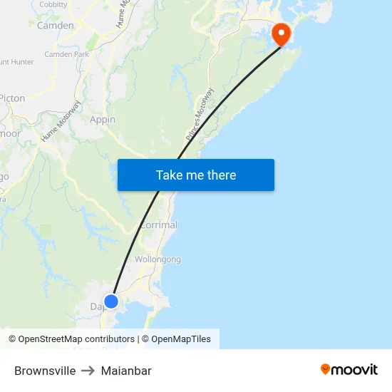 Brownsville to Maianbar map