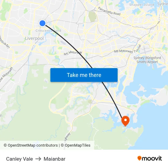 Canley Vale to Maianbar map