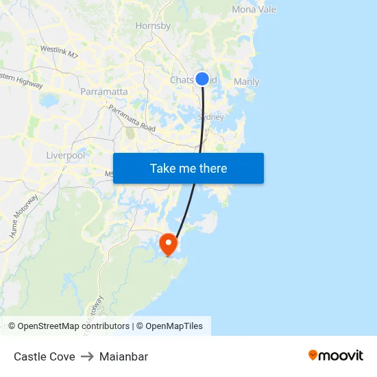 Castle Cove to Maianbar map