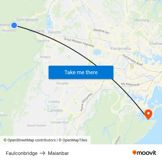 Faulconbridge to Maianbar map