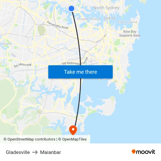 Gladesville to Maianbar map