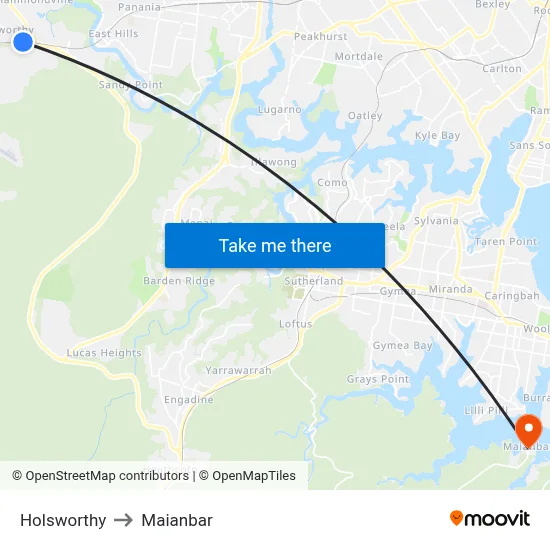 Holsworthy to Maianbar map