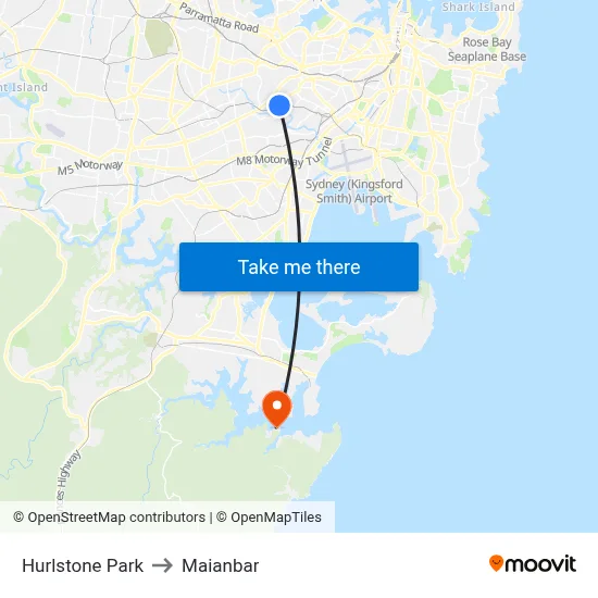 Hurlstone Park to Maianbar map