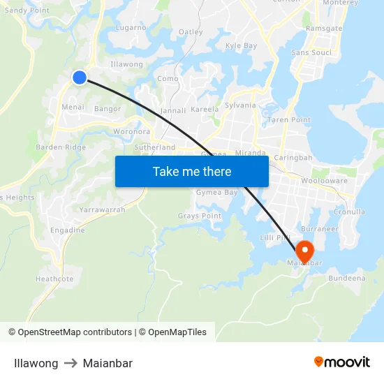 Illawong to Maianbar map
