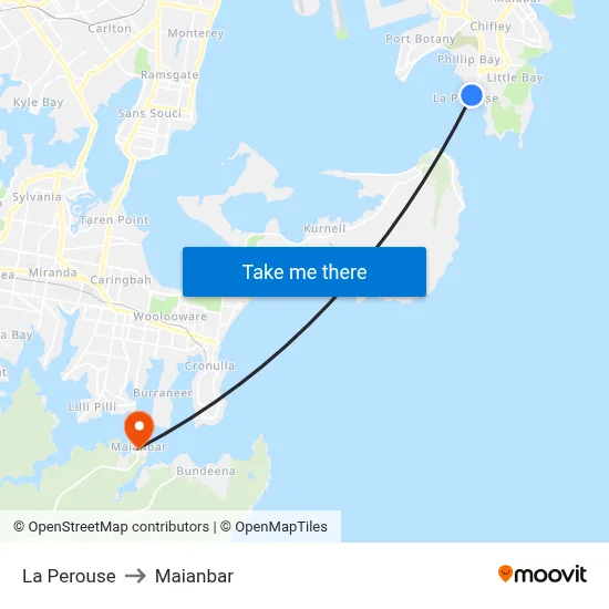 La Perouse to Maianbar map