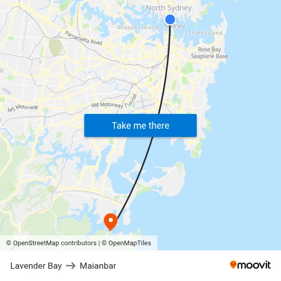 Lavender Bay to Maianbar map
