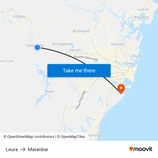 Leura to Maianbar map