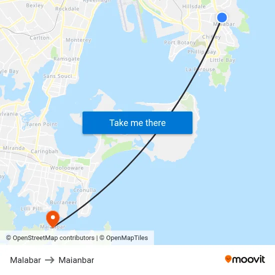 Malabar to Maianbar map