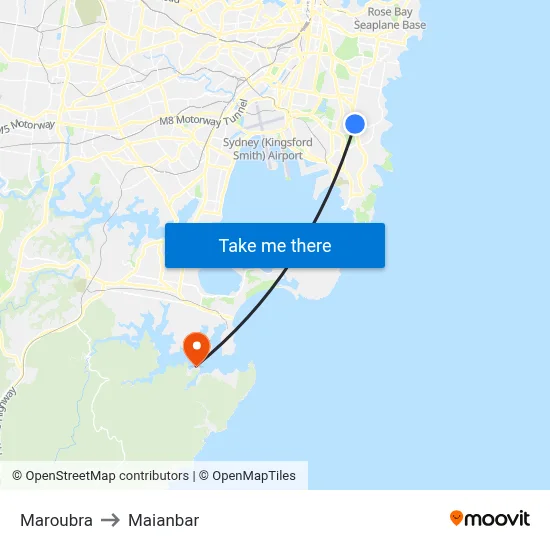 Maroubra to Maianbar map