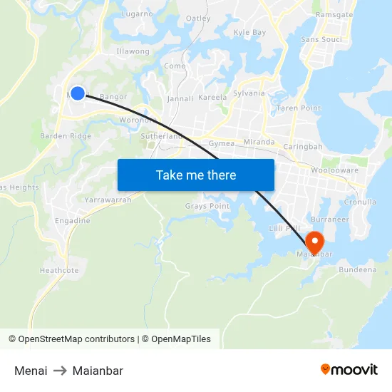 Menai to Maianbar map