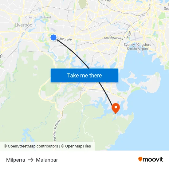 Milperra to Maianbar map