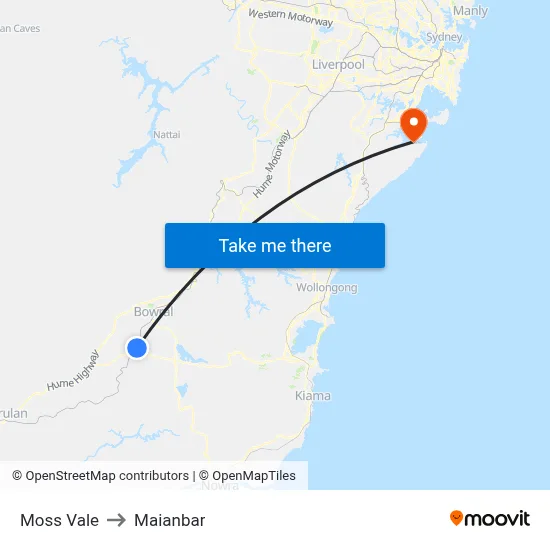 Moss Vale to Maianbar map