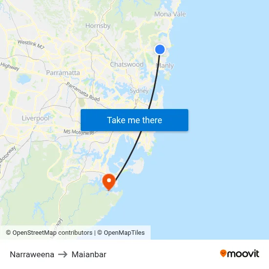 Narraweena to Maianbar map