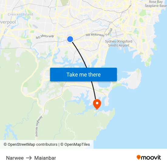 Narwee to Maianbar map