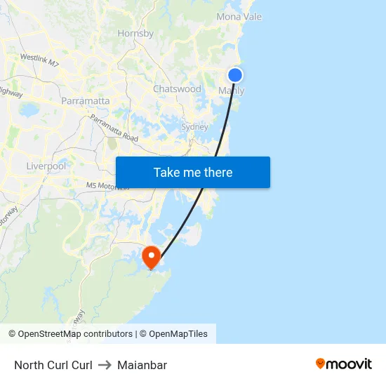 North Curl Curl to Maianbar map