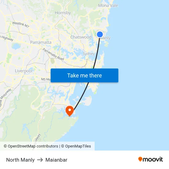 North Manly to Maianbar map