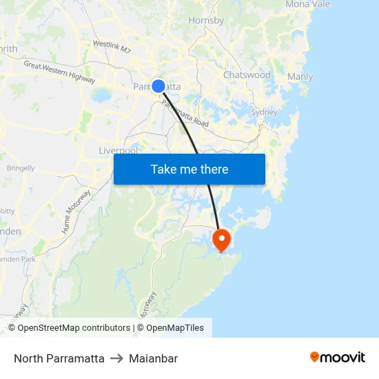 North Parramatta to Maianbar map