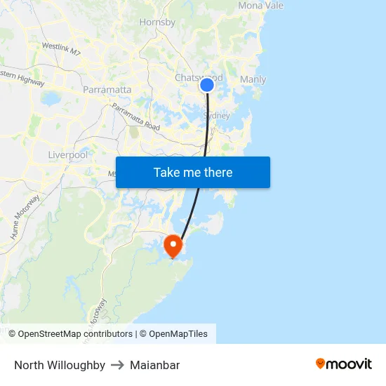 North Willoughby to Maianbar map