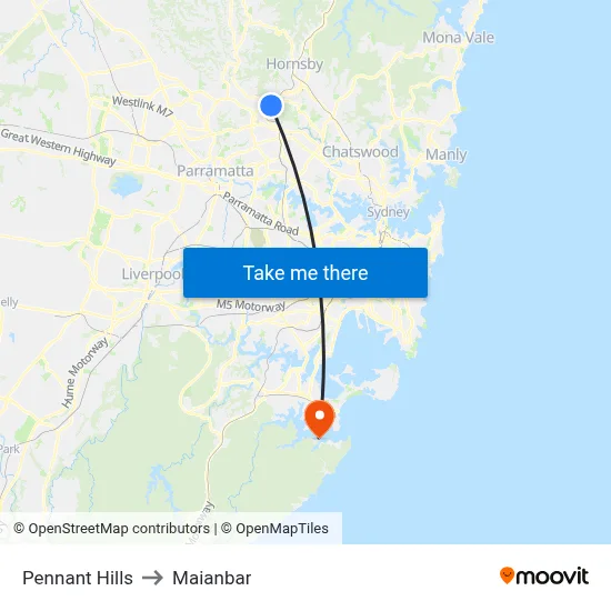 Pennant Hills to Maianbar map