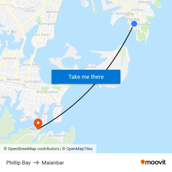 Phillip Bay to Maianbar map