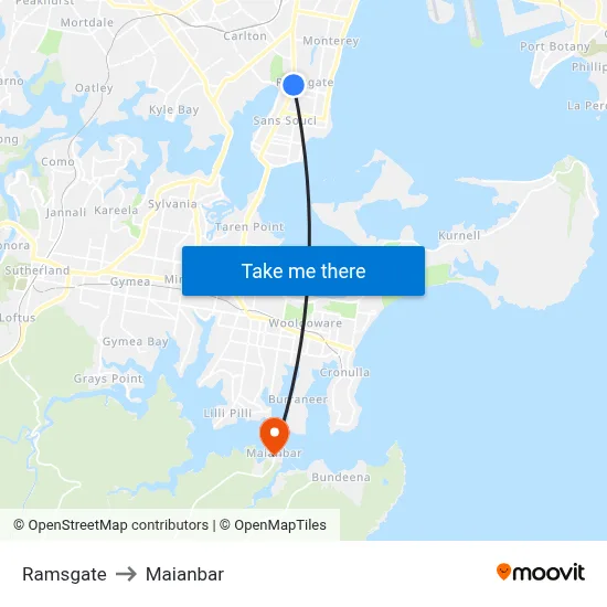 Ramsgate to Maianbar map