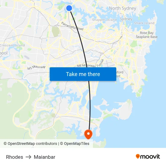 Rhodes to Maianbar map