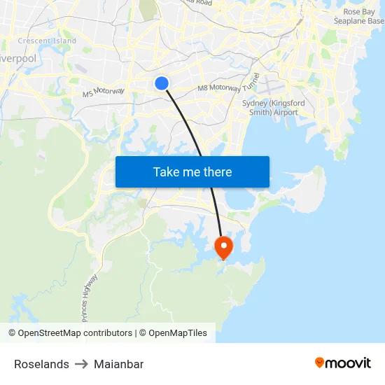 Roselands to Maianbar map