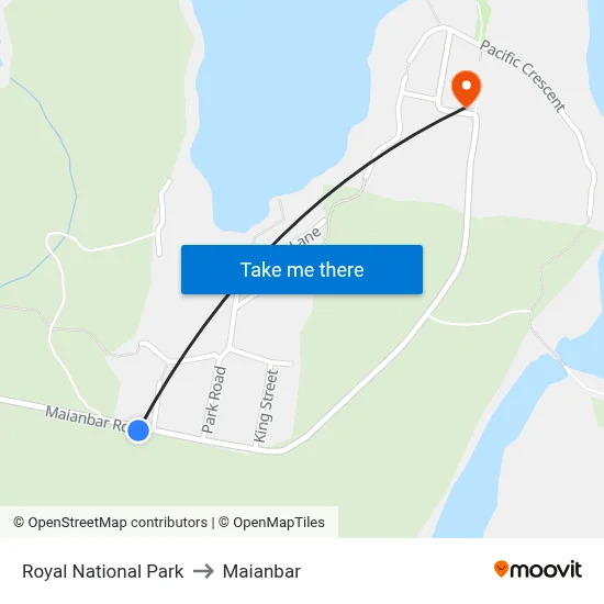 Royal National Park to Maianbar map