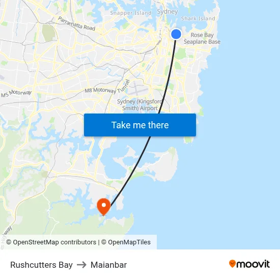 Rushcutters Bay to Maianbar map