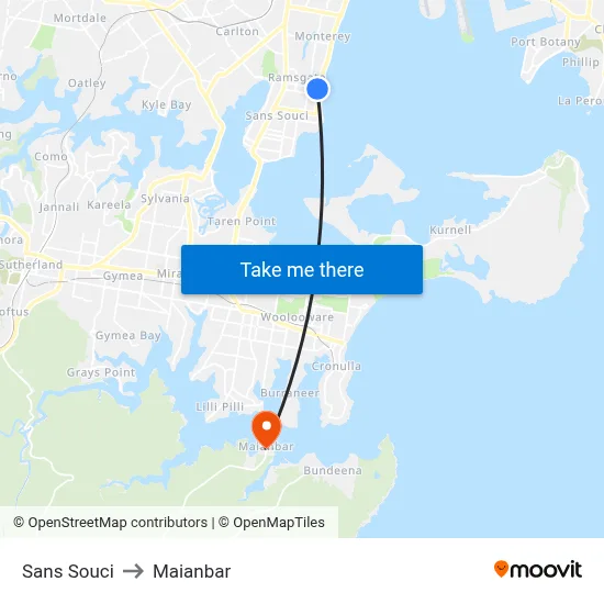 Sans Souci to Maianbar map