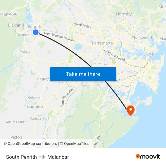 South Penrith to Maianbar map