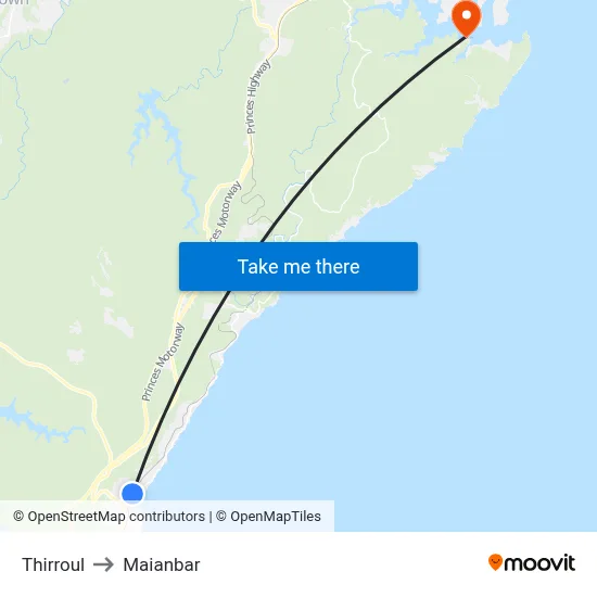Thirroul to Maianbar map