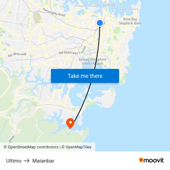 Ultimo to Maianbar map