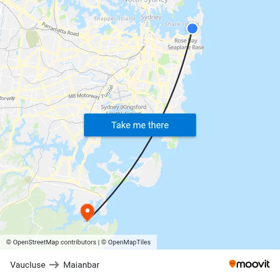 Vaucluse to Maianbar map