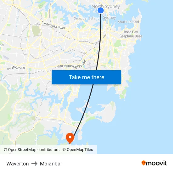 Waverton to Maianbar map
