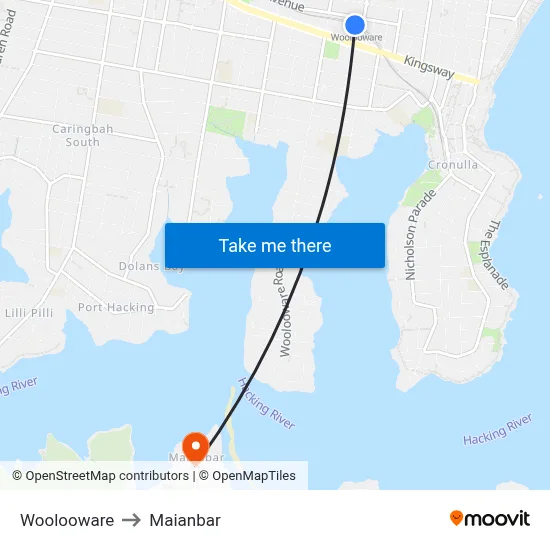 Woolooware to Maianbar map