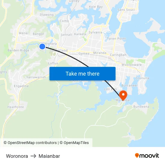 Woronora to Maianbar map