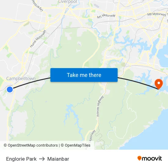 Englorie Park to Maianbar map